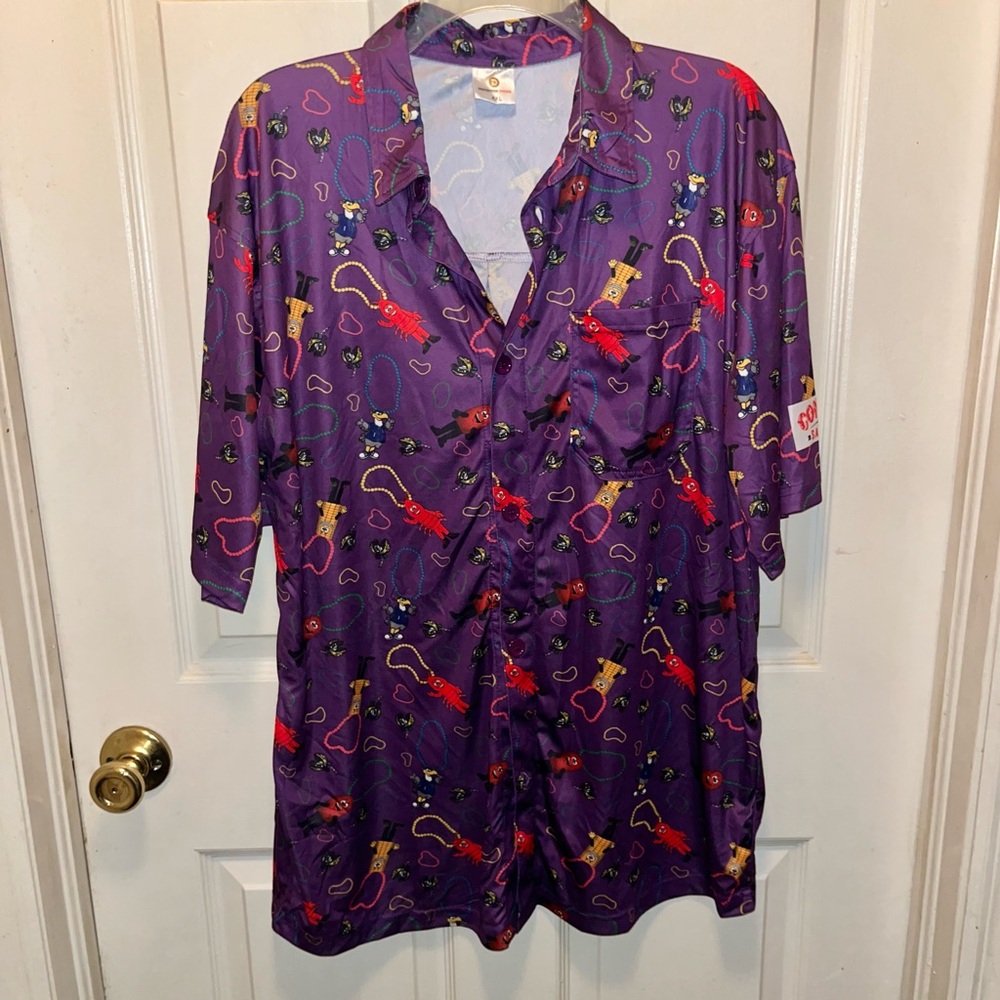 DESTROYER ROCKS Men’s Short Sleeve Button Down Cajun Shirt. Sz XL.